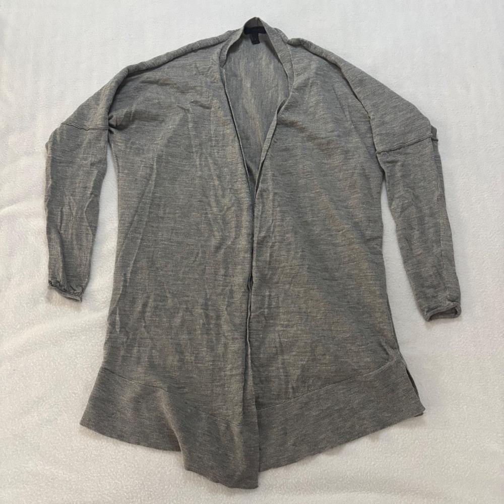J.Crew Womens Gray 100% Merino Wool Open Front Cardigan Sweater Size M 77388